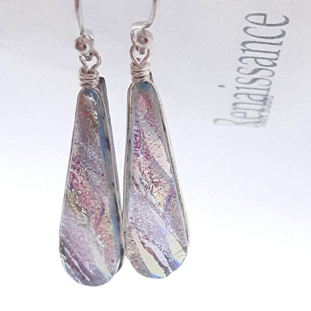 CLOSET SALE!!    New Multicolored Dichroic Glass Earrings - Picture 6 of 16
